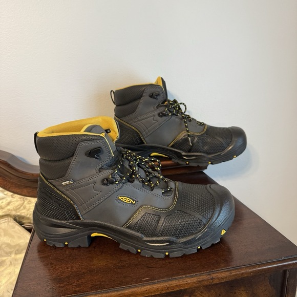 Size 13D KEEN Logandale WP Mens Black Steel Toe Waterproof Work Boots - Picture 9 of 15